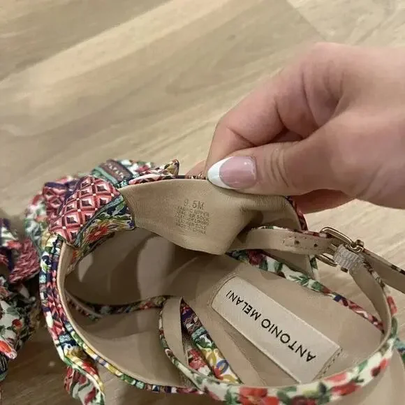 Antonio Melani Vilada Triple Bow Floral Heels Womens Size 9.5 Multicolor Summer - Picture 4 of 12
